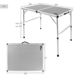 AKTIVE - Table De Camping Pliante, Réglable En 2 Hauteurs, 90x60x40/70 Cm, Gris -Aktive Magasin aktive table de camping pliante reglable en 2 hauteurs 90x60x4070 cm gris 3