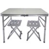 AKTIVE - Table Pliante Avec 2 Tabourets Et Poignée De Transpor, Gris -Aktive Magasin aktive table pliante avec 2 tabourets et poignee de transpor gris