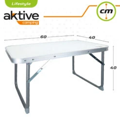 AKTIVE - Table Pliante . Table Basse Blanche En Aluminium - 40x60x40 Cm -Aktive Magasin aktive table pliante table basse blanche en aluminium 40x60x40 cm 3