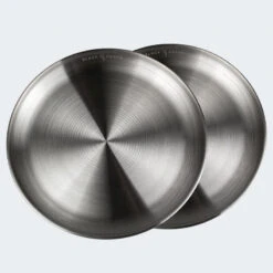 Assiette Plate De Camping | Diamètre Env. 23 Cm | Acier Inox | 2 Assiettes -Aktive Magasin assiette plate de camping diametre env 23 cm acier inox 2 assiettes 3