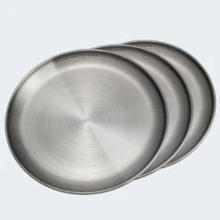 Assiette Plate De Camping | Diamètre Env. 23 Cm | Acier Inox | 3 Assiettes -Aktive Magasin assiette plate de camping diametre env 23 cm acier inox 3 assiettes 2