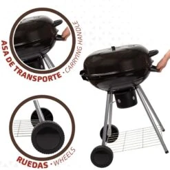 Barbecue Portable Rond Au Charbon De Bois Avec Couvercle Aktive -Aktive Magasin barbecue portable rond au charbon de bois avec couvercle aktive 5