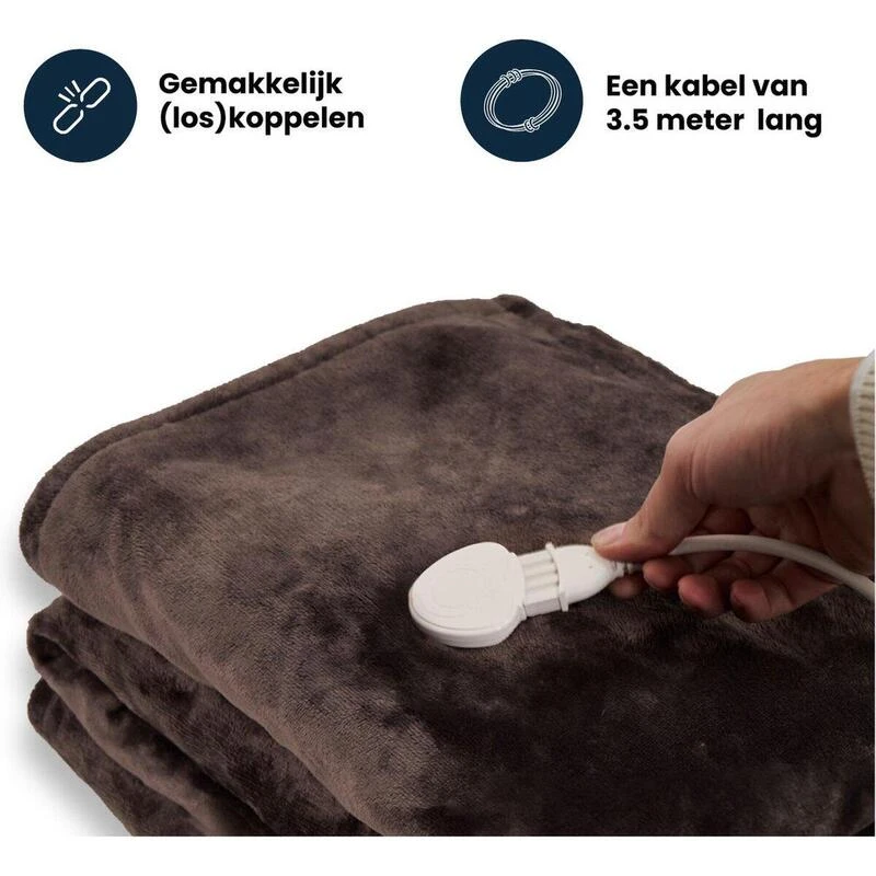 Couverture Électrique Luvego Avec Polaire/Sherpa - Brun Foncé 7 Couverture Électrique Luvego Avec Polaire/Sherpa - Brun Foncé – Image 5