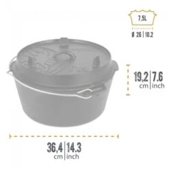Petromax Dutch Oven FT9-9QT (Sans Pieds) Set - Poêle + Levier De Couvercle + -Aktive Magasin petromax dutch oven ft9 9qt sans pieds set poele levier de couvercle 2
