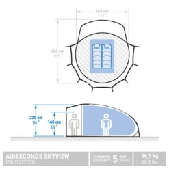 Aktive Magasin -Aktive Magasin tente bulle de camping airseconds skyview polycoton 2 personnes 1 chambre 1