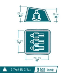 Quechua Tente De Camping - 2 SECONDS - 3 Places -Aktive Magasin tente de camping 2 seconds 3 places 1