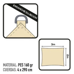 Voile D'ombrage Rectangulaire Aktive Garden Couleur Crème -Aktive Magasin voile dombrage rectangulaire aktive garden couleur creme 2